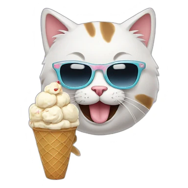 Cat with sunglasses eating ice cream with his pet sticker