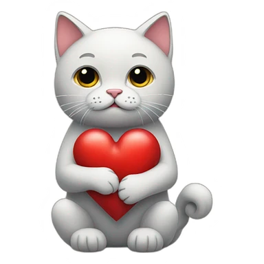 a sad cat holding a heart in its paws  sticker