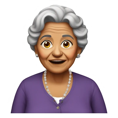 Old latino lady with iphone sticker