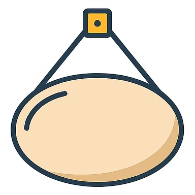 minimalist beige oval door sign with shadows and highlights, hanging on a hinge, icon color outlined style sticker