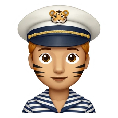 Tiger sailor with navy hat and striped shirt sticker