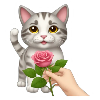 Cat with holding rose in hand sticker