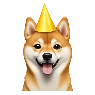 Shiba Inu in a yellow birthday hat sticker