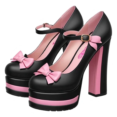 BLACKPINK-inspired gothic shoes, no hearts, black and pink, cute  sticker