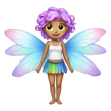 Fairy with rainbow hair and wings Caucasian  sticker