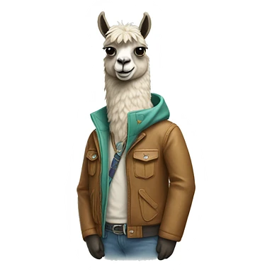 Llama with jacket sticker