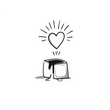 a heart melting an ice cube sticker