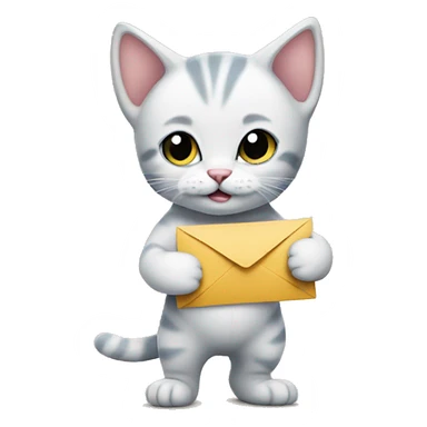 Kitten carrying a letter sticker