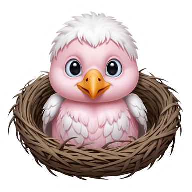 albino baby crow in nest sticker