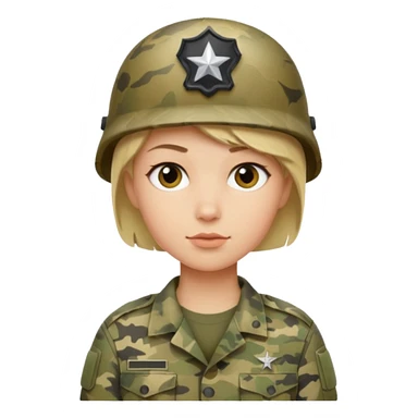 a soldier with short blonde hair in camo sticker