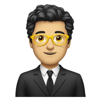 white guy with yellow tinted glasses and black hair wearing a suit  sticker