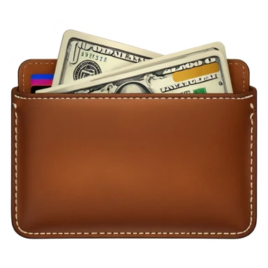 portefeuille marron avec billet et carte bancaire sticker