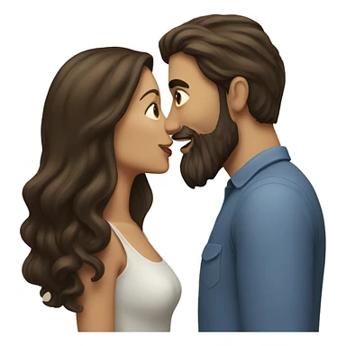 Brunette man with beard kissing brunette woman with long hair sticker