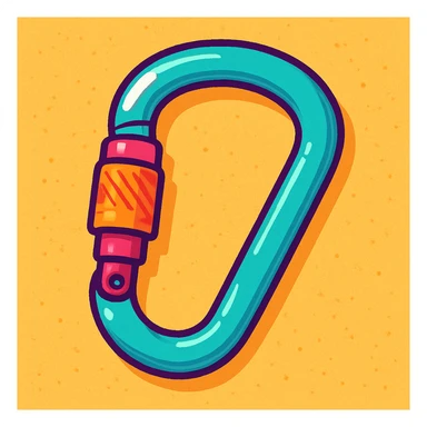 a carabiner for climbing, colorful cartoon style, playful, with a hint of shine sticker