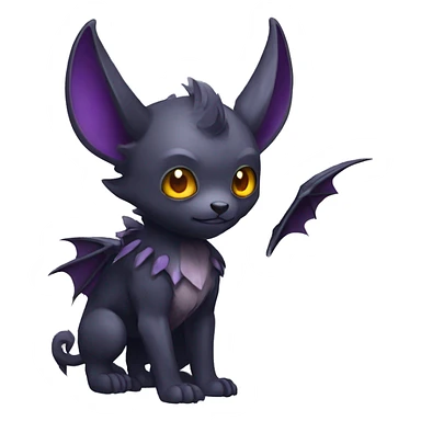 Cute cool fantasy dark-themed animal hybrid Fakemon with horns and bat ears full body sticker