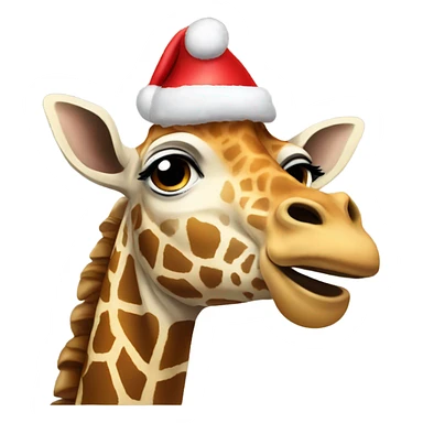 Giraffe with a christmas hat on sticker