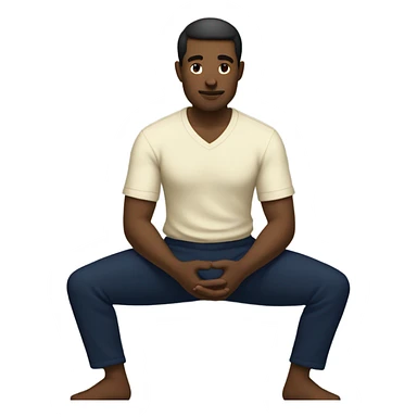 man meditating sitting down with cream shirt and navy blue pants sticker