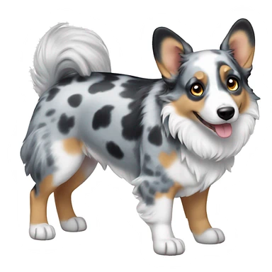 Blue Merle corgi with one blue eye full body sticker