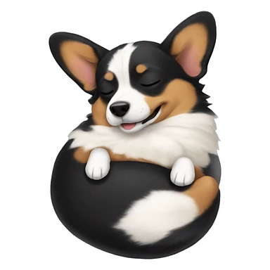 black corgi sleeping on his back sticker