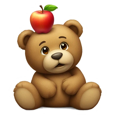 Teddy bear with apple sticker