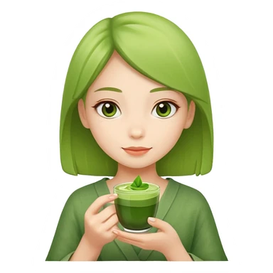 Girl with a matcha sticker