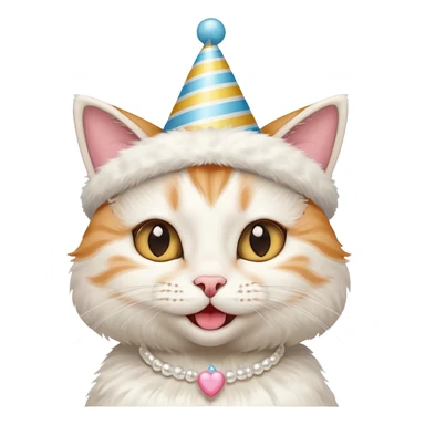 happy bride cat wearing a birthday hat sticker