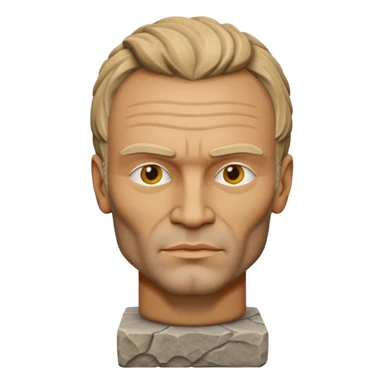 Cinematic realistic ultra HD - musician Sting as an antique stone sculpture sticker