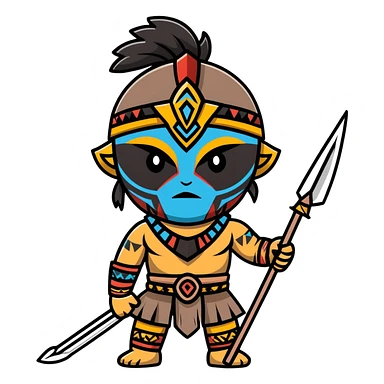 fantasy tribal warrior with spear and face paint sticker