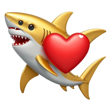 golden shark with heart sticker