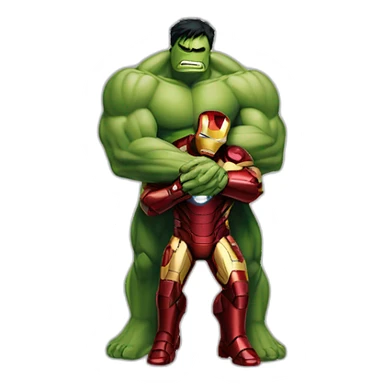 Iron Man hugging hulk sticker