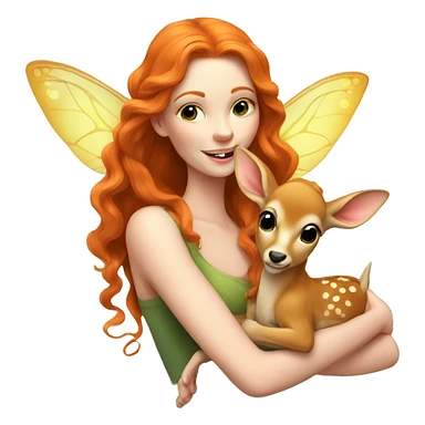 Beautiful ginger fairy with a baby fawn  sticker