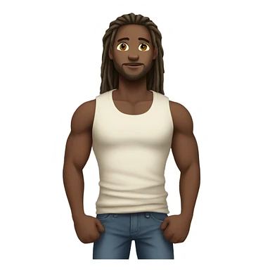 fair skinned black man with long dreads and tank top standing sticker