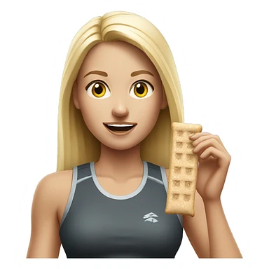 Realistic sporty blond girl eating protein bar  sticker