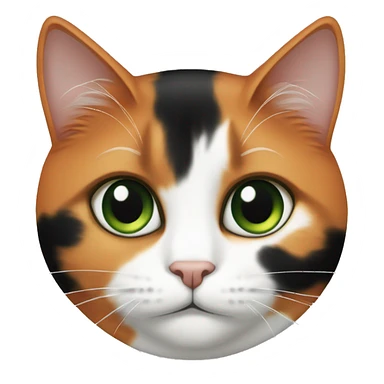 calico cat, orange, white, black with green eyes sticker