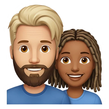 Couple emoji -WHITE with man with beard, BLACK FEMALEwith mid length locs sticker