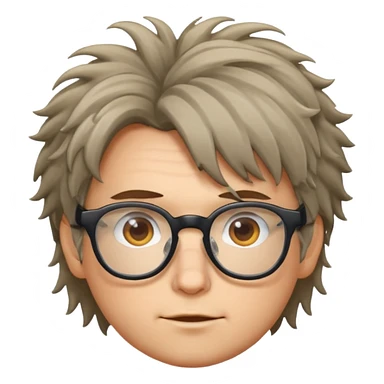 Cabelo bagunçado e oculos sticker