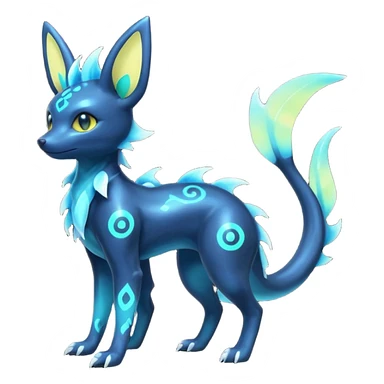 Shiny Aural Iridescent Fluorescent Bioluminescent Umbreon-Amaura-Salandit-Vaporeon-Fakémon-fusion (full body) sticker