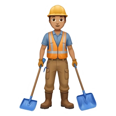 Landscaping company worker, shoveling, full body sticker