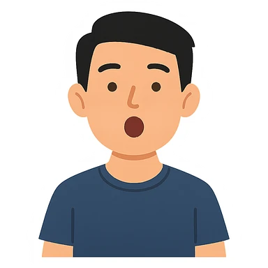 flat toon style Asian man with a semi-open mouth sticker
