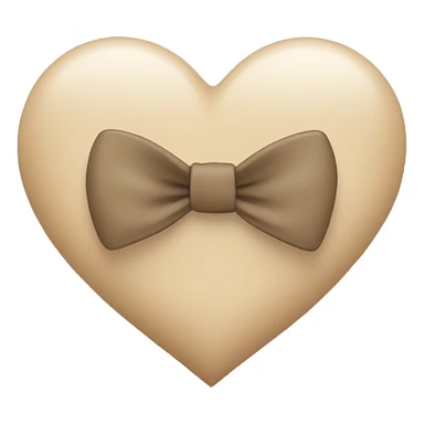 Beige heart with dark beige bow sticker