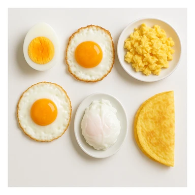 uova cotte in modo diverso in un clima pulito, viste dall'alto sticker