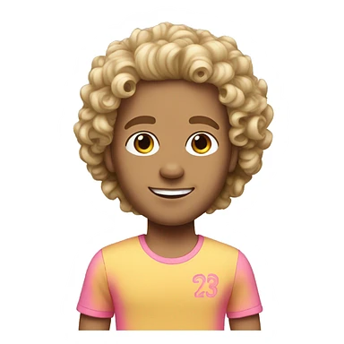 White guy with curls wearing a barbie tee sticker