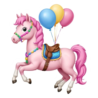 pinky pie mlp holding colorful balloons tied to its saddle, looking cheerful. sticker