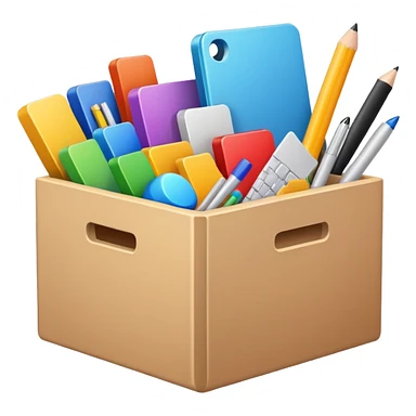 Box full of desktop material  sticker