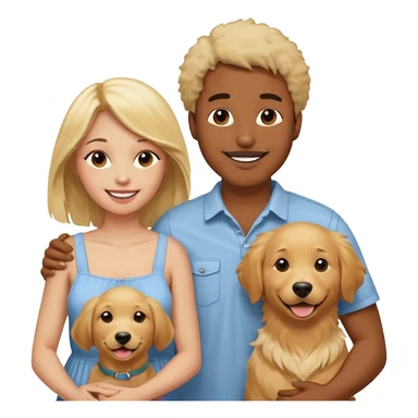 Um homem negro, uma mulher loira e um Golden retriever  sticker