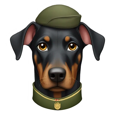 a doberman wearing a solider jacket sticker