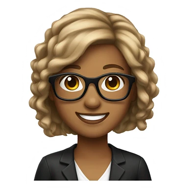 Girl, bronze hair smile tutor black frame glasses sticker