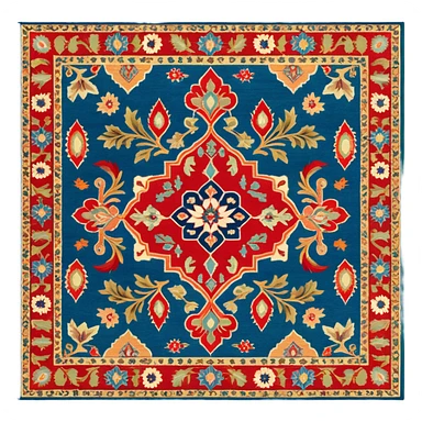Cinematic Realistic depiction of a richly patterned Turkish carpet, rendered with exquisite details and vibrant colors, set against a soft, warmly lit background that emphasizes its artisanal craftsmanship sticker