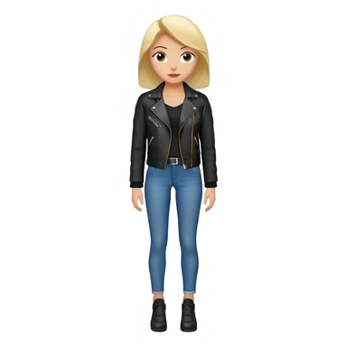 Women in leather jocket, full body, different color sticker