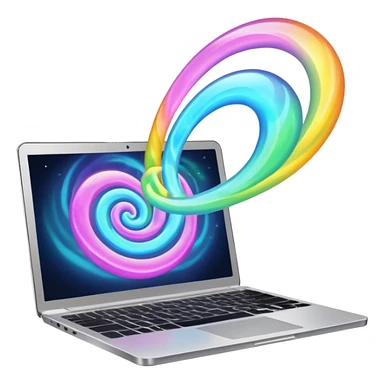 laptop with magical aura sticker